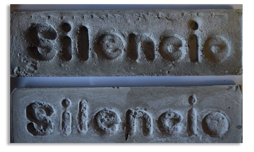 Photograph of Eugen Gomringer's 'silencio' rendered in concrete, by Danny Martin